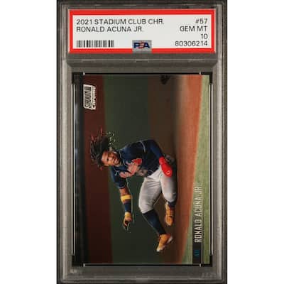 Ronald Acuna 2021 Topps Stadium Club Chrome Baseball Card #57 Graded PSA 10 - 8'6" x 11'6"