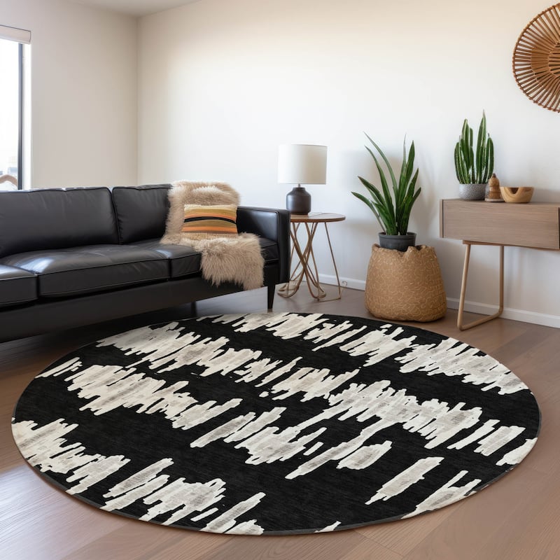Machine Washable Indoor/ Outdoor Chantille Abstract Contemporary Rug