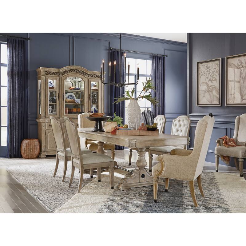 Magnussen Home Marisol Fawn Extendable Trestle Dining Table - 41''W x 81''D x 30.5''H