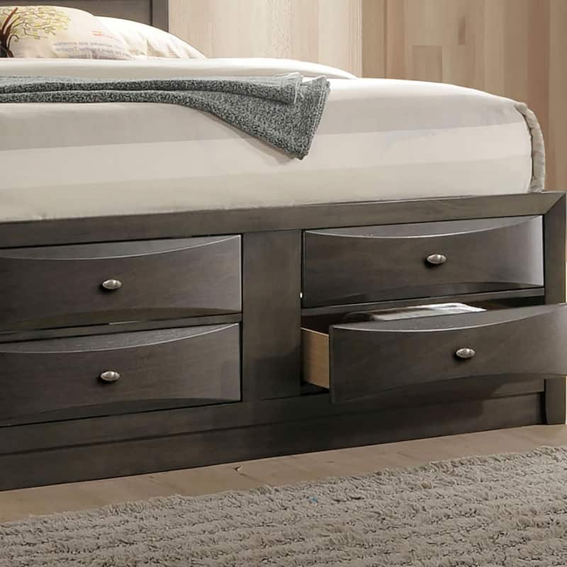 Furniture of America Brent 3-Piece Wood Platform Bedroom Set with Drawers and Bookcase Headboard