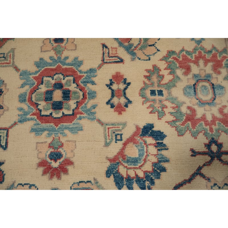 Hand Knotted Oriental 100% Wool Carpet Traditional Floral Beige & Ivories Kazak Area Rug - 11' 11'' X 8' 10''