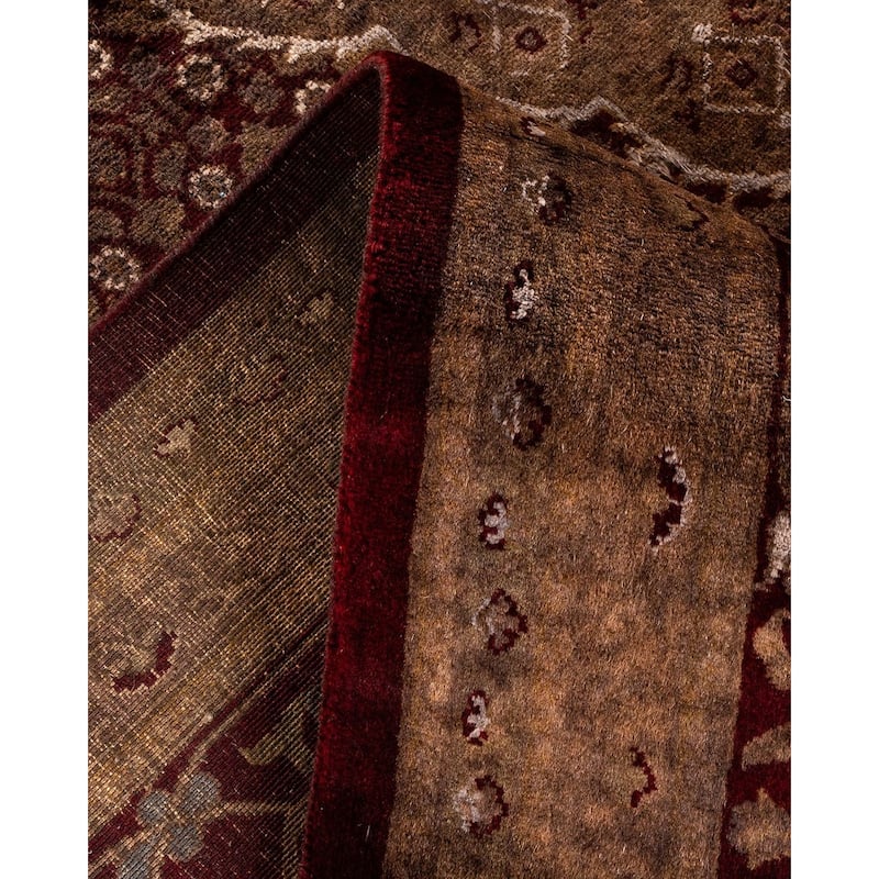 Overton Hand Knotted Wool Vintage Inspired Modern Contemporary Overdyed Brown Area Rug - 10' 1" x 14' 5"