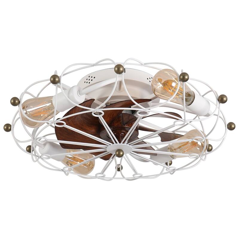 Low Profile Caged Ceiling Fan with Lights Remote Control - N/A