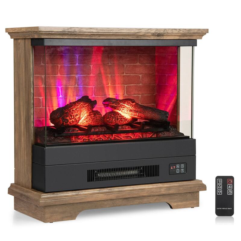 Costway 27'' Electric Fireplace Heater Freestanding 1400W Remote - See Details - Brown