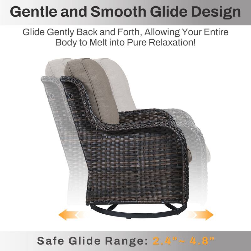 Gymojoy 7-Piece Outdoor Set with Fire Pit Table, Swivel Chairs & Side Tables for Patio