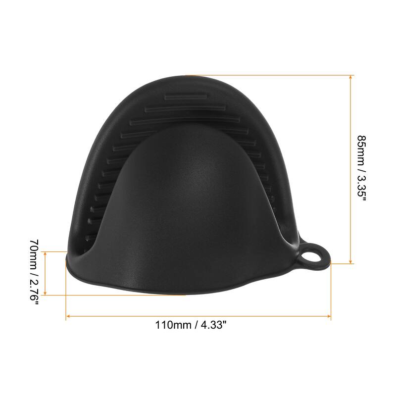 4pcs Mini Silicone Oven Mitts for Cooking Baking Gloves - Black,Dark Gray