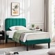 preview thumbnail 15 of 25, Twin Upholstered Platform Bed Frame with Headboard and 12 Wooden Slats, Adjustable Height,