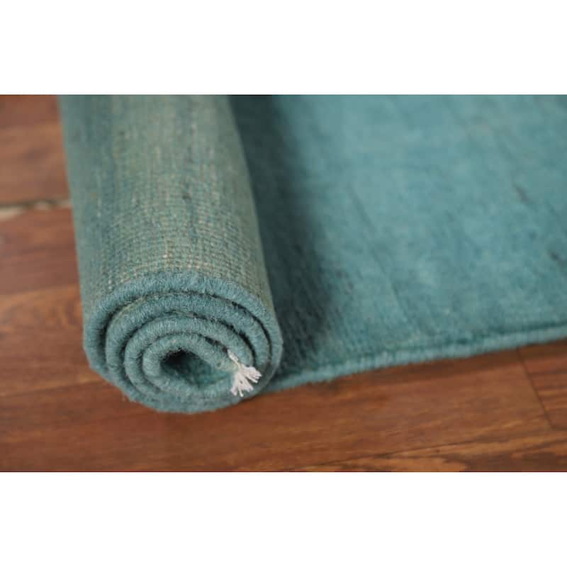 Modern Aqua Gabbeh Oriental Foyer Rug Handmade Wool Carpet - 3'1" x 4'10"