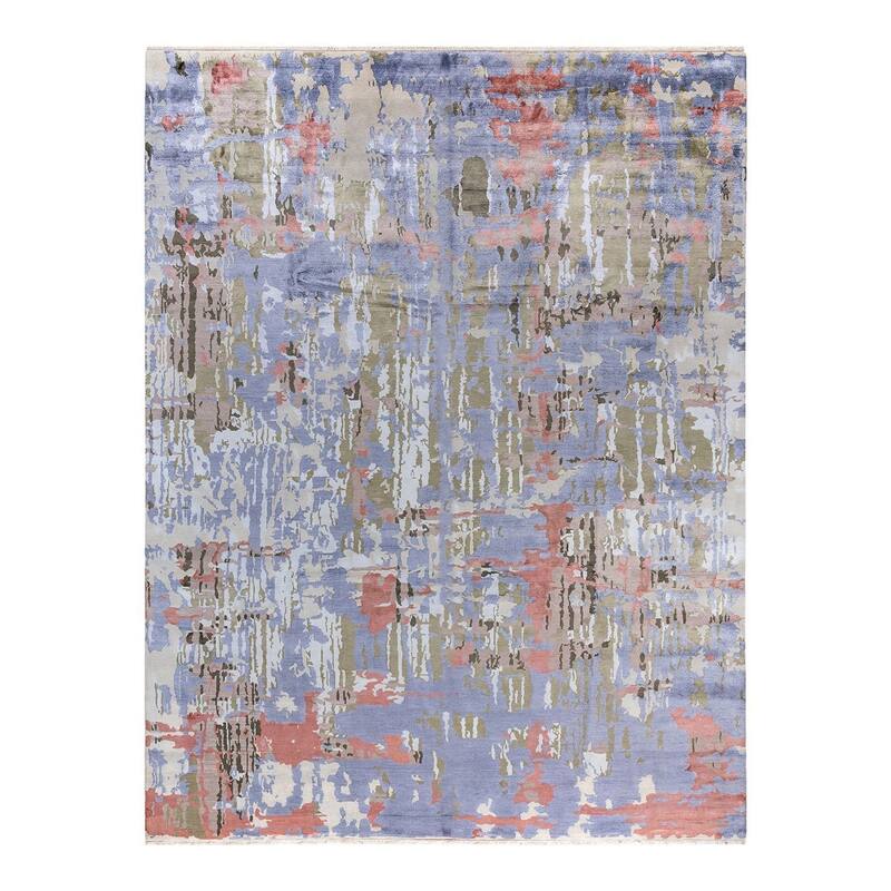 Ikat One-of-a-Kind Hand-Knotted Area Rug, Purple - 9' 3" x 11' 10"