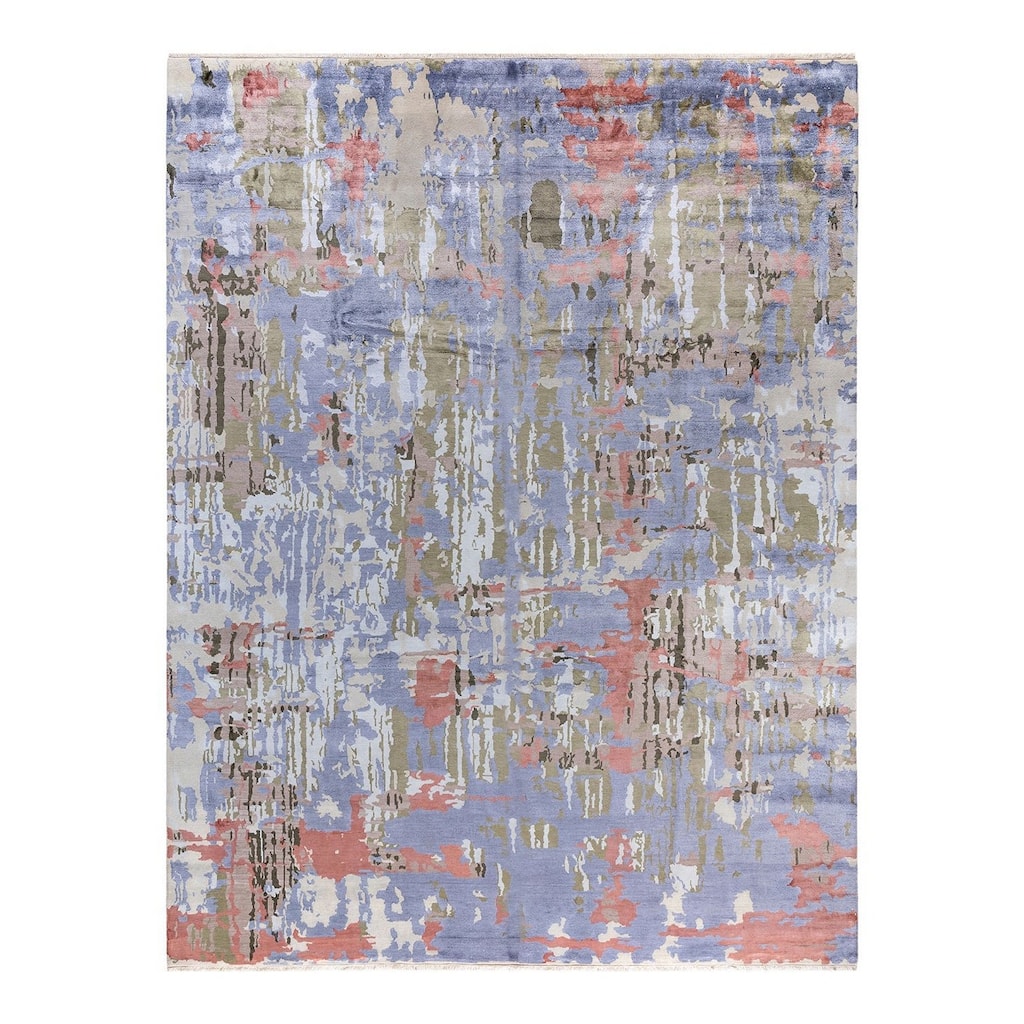 Ikat One-of-a-Kind Hand-Knotted Area Rug, Purple - 9' 3" x 11' 10"