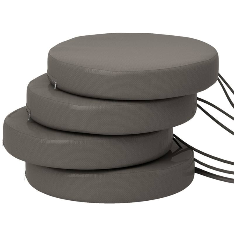 Polyester Round Chair Cushions Set of 4 with Ties - 15" Dia. x 2.8" H