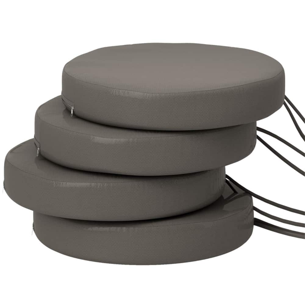 Polyester Round Chair Cushions Set of 4 with Ties - 15" Dia. x 2.8" H