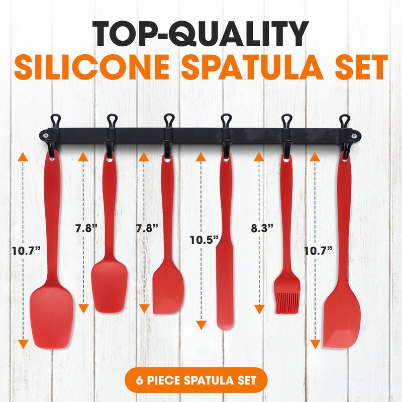 Cheer Collection 6 Piece Silicone Spatula Set for Nonstick Cookware