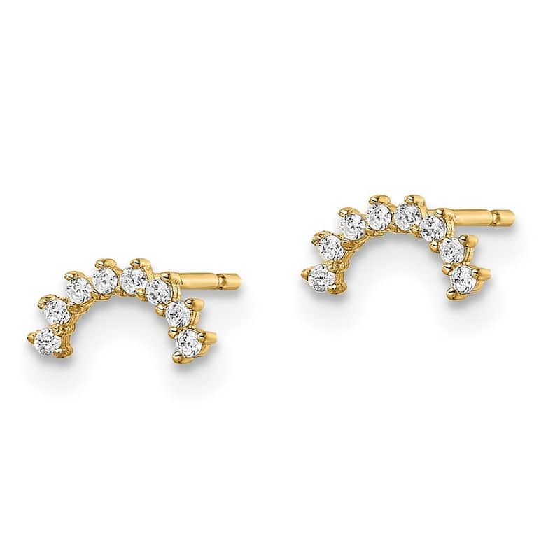Curata 14k Gold Madi K CZ Cubic Zirconia Post Earrings - 7.37x3.85mm Wide