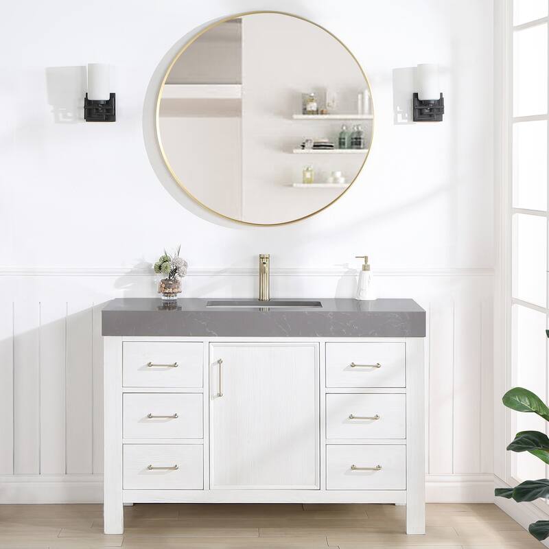 Leon 48 in. Single Bathroom Vanity with Composite Stone Top