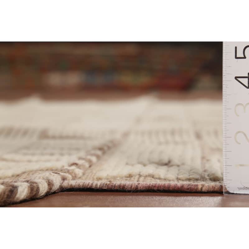 Beige & Ivory Moroccan Modern Area Rug Hand-Knotted Wool Carpet - 6'0"x 9'4"