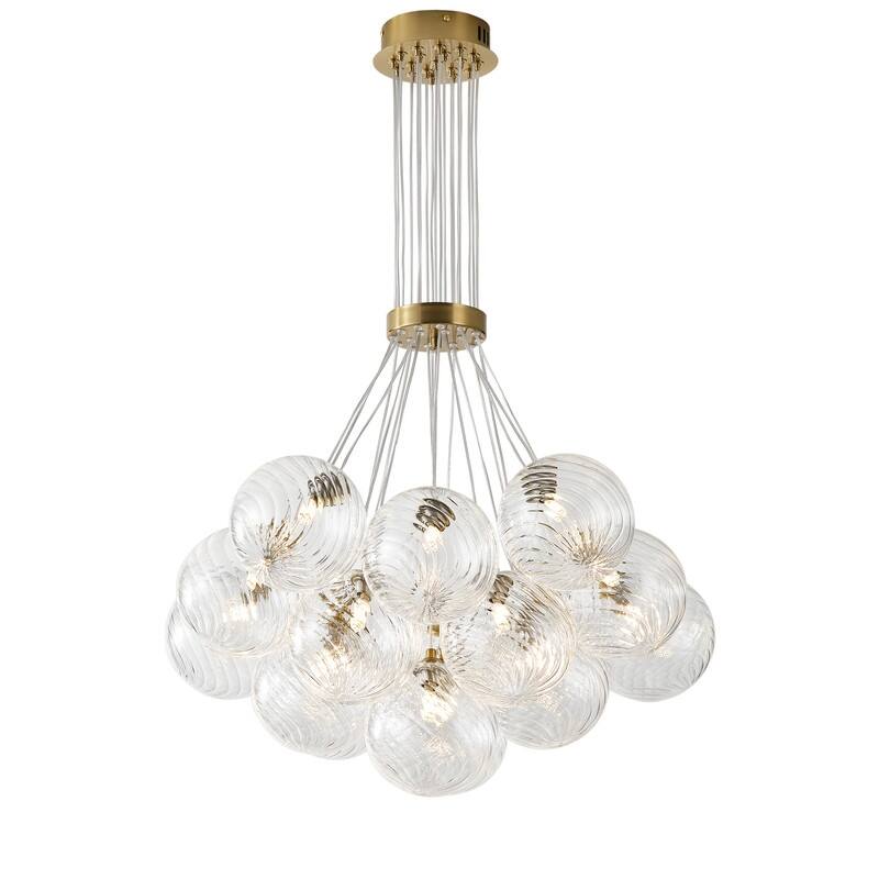 Modern 19‑Light Textured Glass Globe Chandelier - N/A