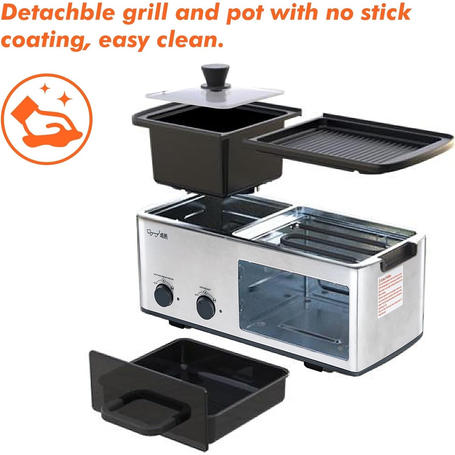 4 in 1 Breakfast Maker Station With Grill, Toast Drawer and Frying