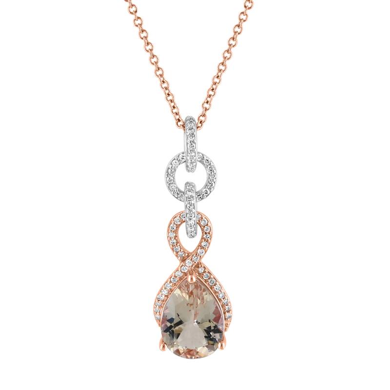 EFFY 14K Gold Diamond Morganite Pendant Drop Necklace