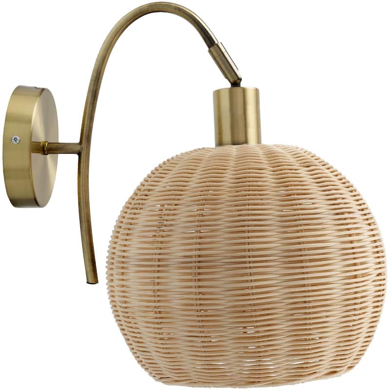Innoxo Natural Rattan Wall Sconce - 15"H x 10"W x 16"D - 15"H x 10"W x 16"D - Natural
