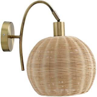Innoxo Natural Rattan Wall Sconce - 15"H x 10"W x 16"D