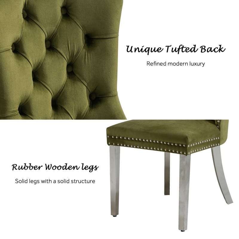 High-end Tufted Velvet Upholstered Nailhead Dining Chair Set of 6