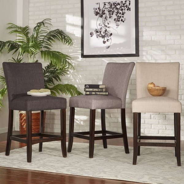 Parson Classic Linen Counter Height High Back Stools (Set of 2) by