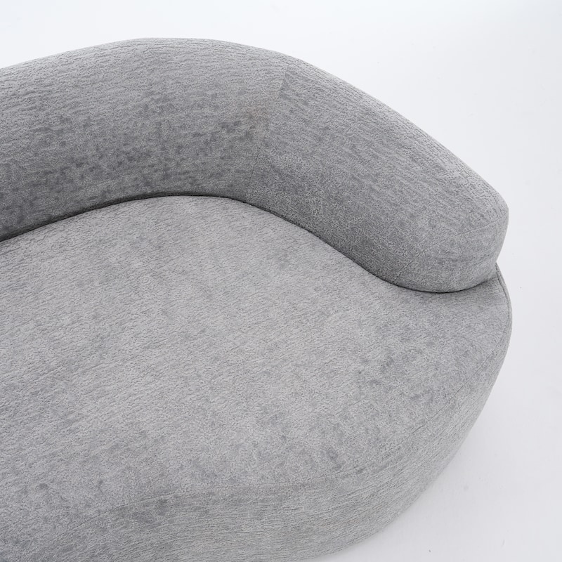 Full Compression Sponge Chenille Curved Sleeper Sofa Couch with 4 Pillows