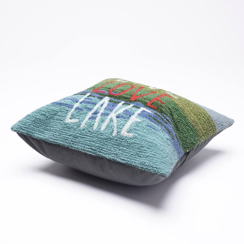 Liora Manne Frontporch Live Love Lake Indoor/Outdoor Pillow Water 18" x 18"