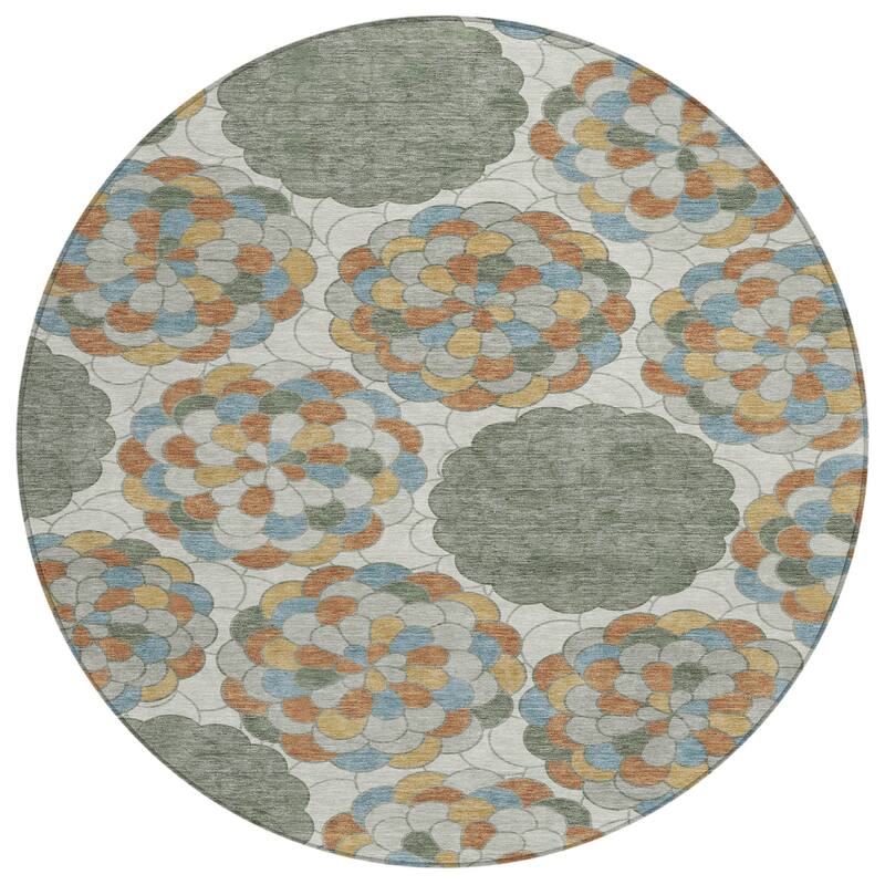 Machine Washable Indoor/ Outdoor Mosaic Cluster Chantille Rug
