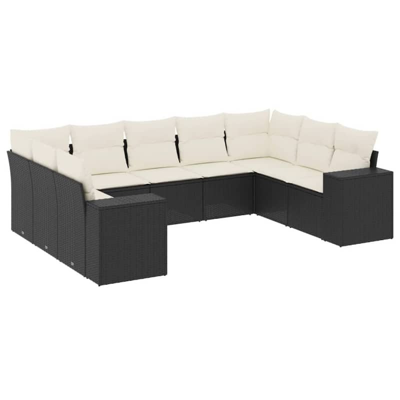vidaXL Patio Sofa Set with Cushions Outdoor Conversation Furniture Poly Rattan