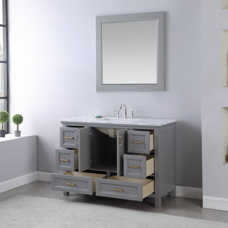 Altair Isla Single Bathroom Vanity Set and Aosta White Countertop with Mirror