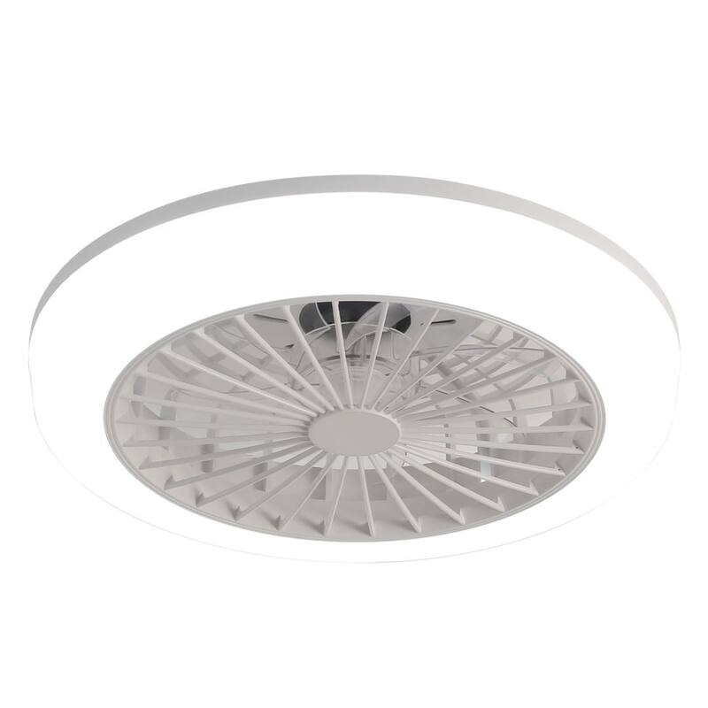18-in Low Profile Indoor White Caged Ceiling Fan with Light and Remote Control, Integrated LED Included - 18