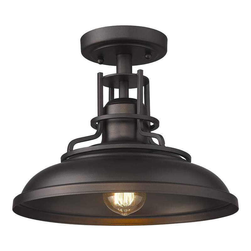 1-Light Semi Flush Mount Light,Farmhouse Ceiling Light, Oil Rubbed Bronze Finish - Oil Rubbed Bronze