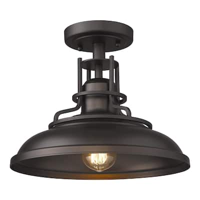 1-Light Semi Flush Mount Light,Farmhouse Ceiling Light, Oil Rubbed Bronze Finish