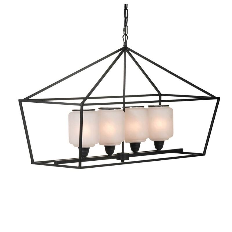 41.7x14.2x23.8" Iron Chandelier, Sleek Industrial Style Hanging Light Fixture, Bulb Not Included