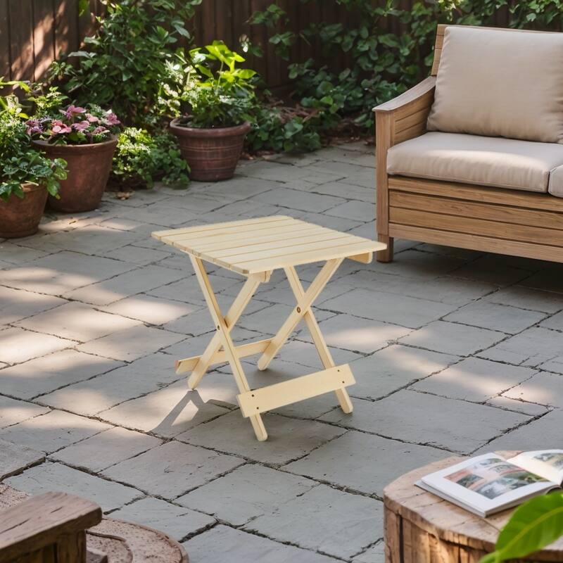 Folding Square Table Patio Outdoor Solid Wood Table