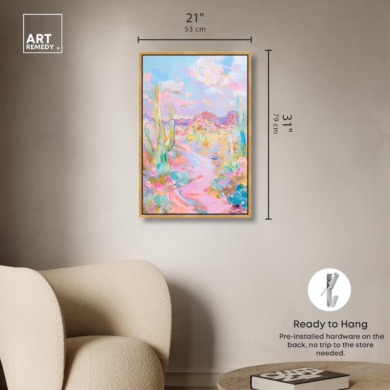 Pink and Teal Landscape Canvas by Art Remedy