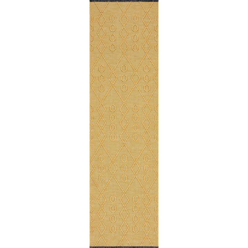 Alameda Solid Color Geometric Machine Washable Indoor Area Rug
