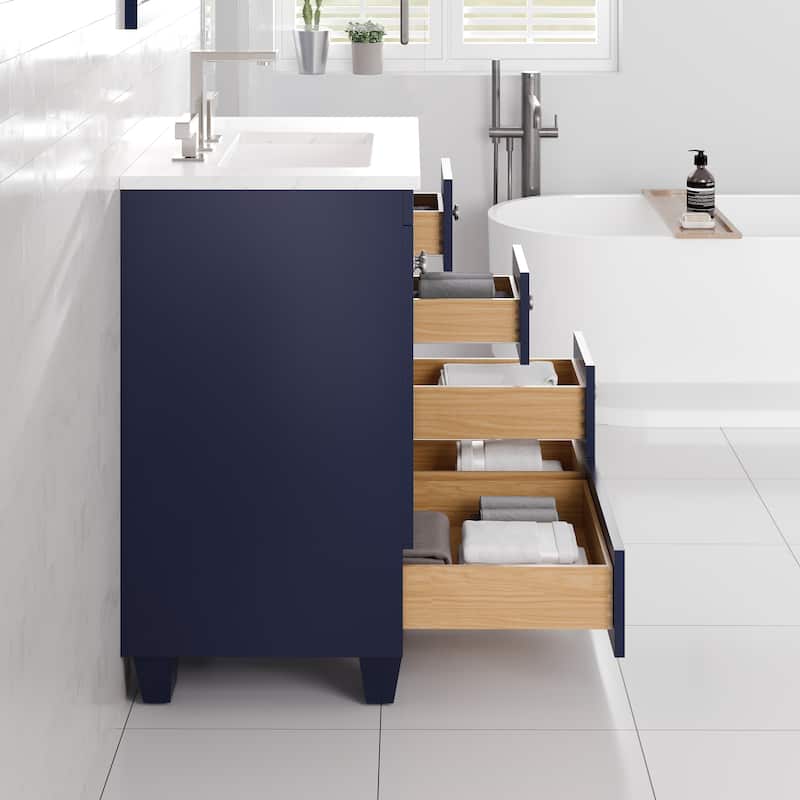 Eviva Acclaim 28 in. Bath Vanity with White Carrara Quartz Top