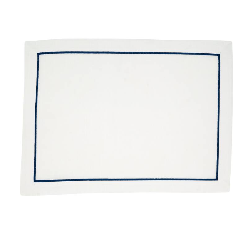 Embroidered Line Design Placemat (Set of 4) - 14"x20" - Navy Blue