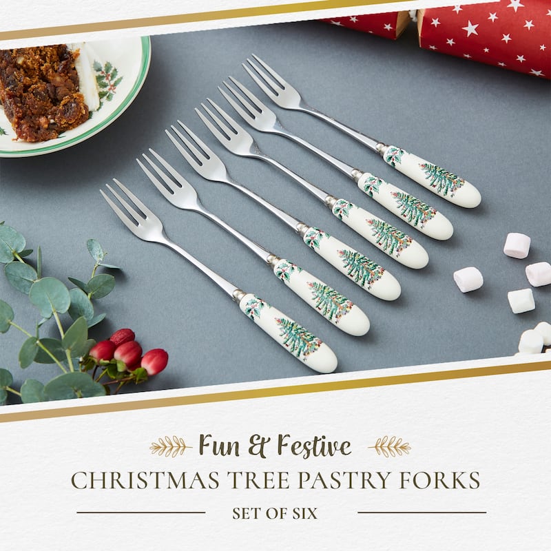 Spode Christmas Tree Set of 6 Pastry Forks