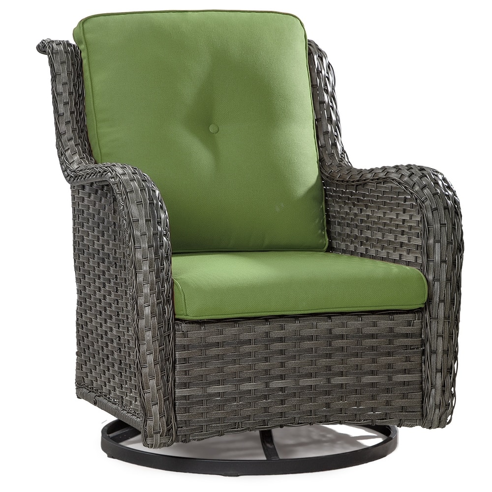 Cozywor Brown Wicker Patio Swivel Rocking Chair