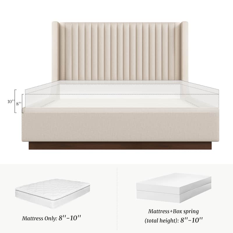Modern Wooden Queen/King Size Upholstered Platform Bed with Headboard