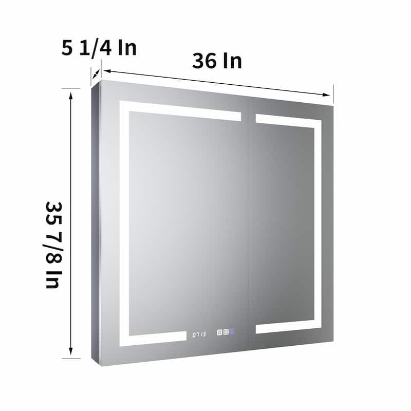 ExBrite LED Lighted Bathroom Medicine Cabinet with Mirror, Recessed or Surface