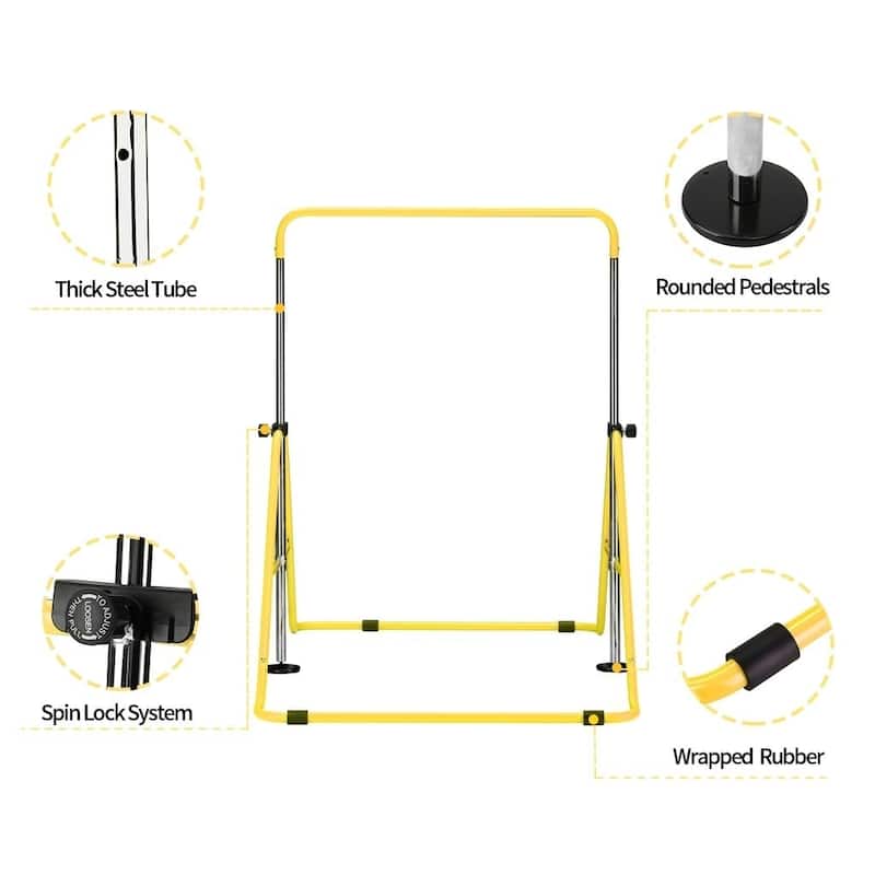 Zenova Gymnastics Bars Kids Kip Junior Training Bars for Home, Folding Horizontal Bars with 5 Adjustable Height