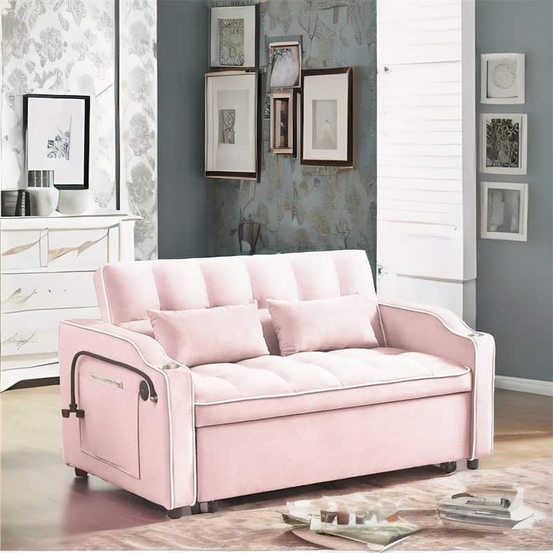 Versatile Foldable Sofa Bed in 3 Lengths,Adjustable Back w/ USB