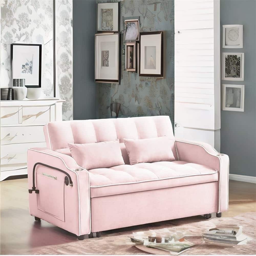 Versatile Foldable Sofa Bed in 3 Lengths,Adjustable Back w/ USB