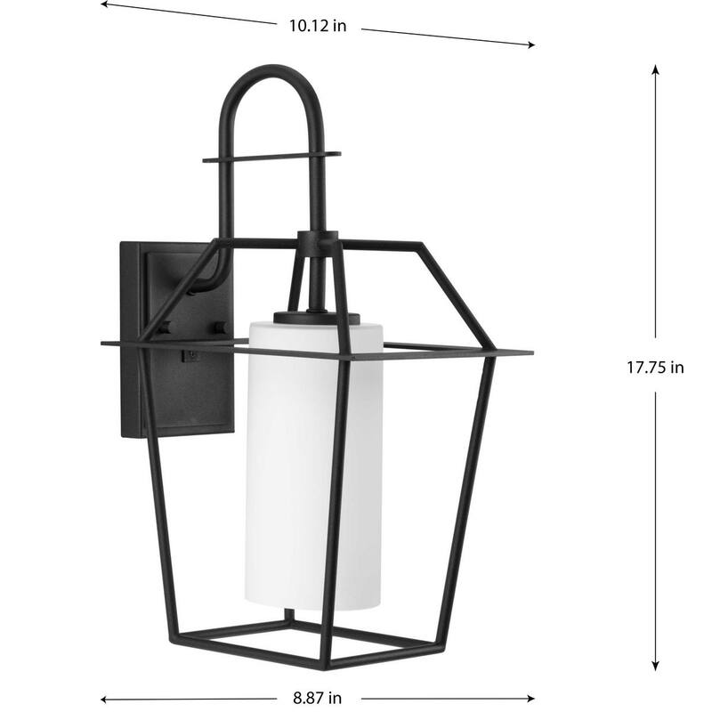 Chilton Collection One-Light New Traditional Textured Black Etched Opal Glass Outdoor Wall Lantern