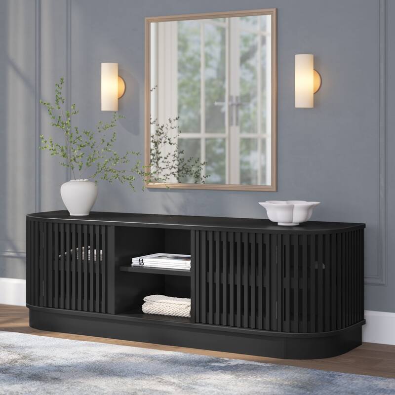 Plank and Beam Contour Curved Mid-Century Modern Sideboard/TV Stand